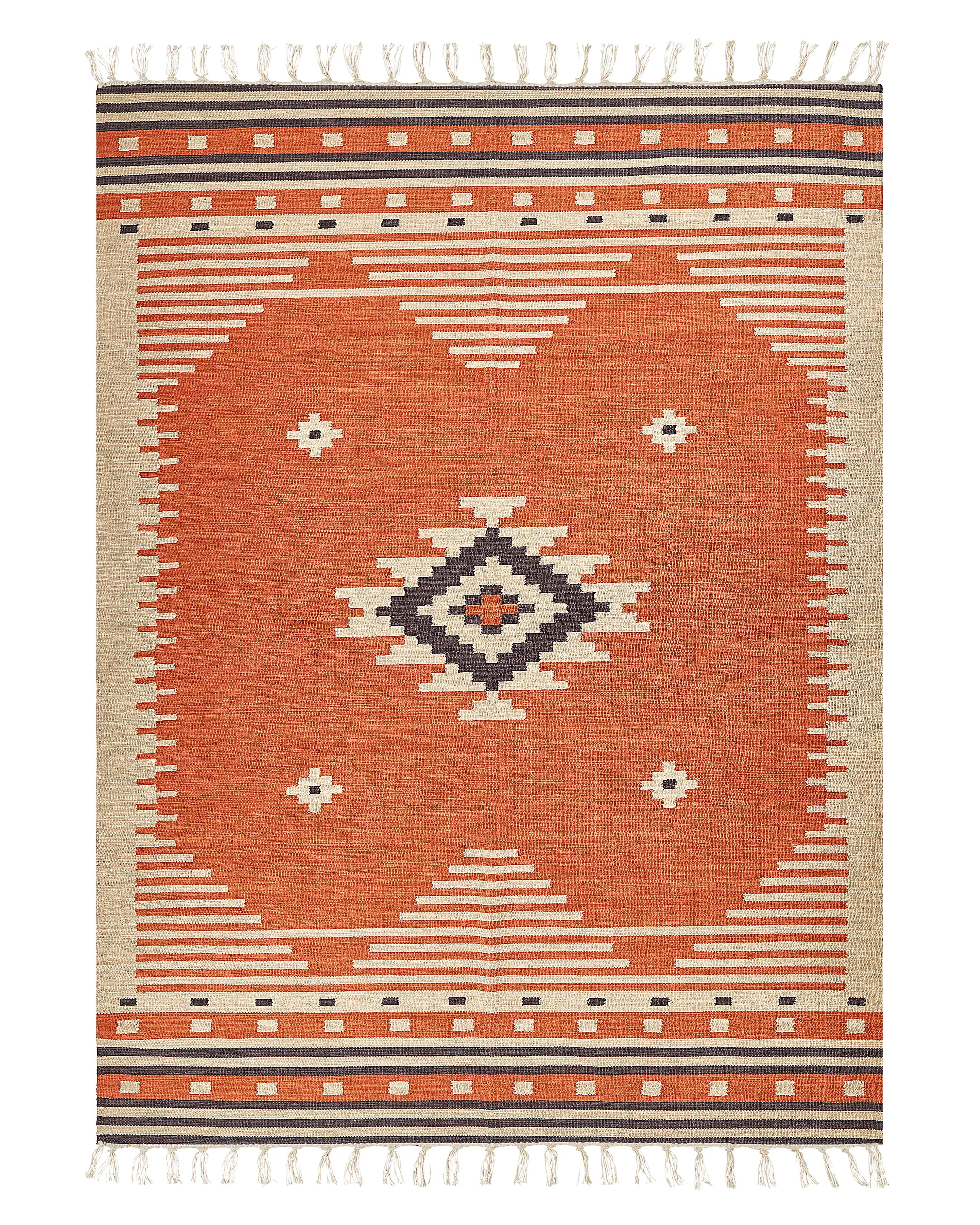 Rug GAVAR Orange 140 x 200 cm Cotton Kilim