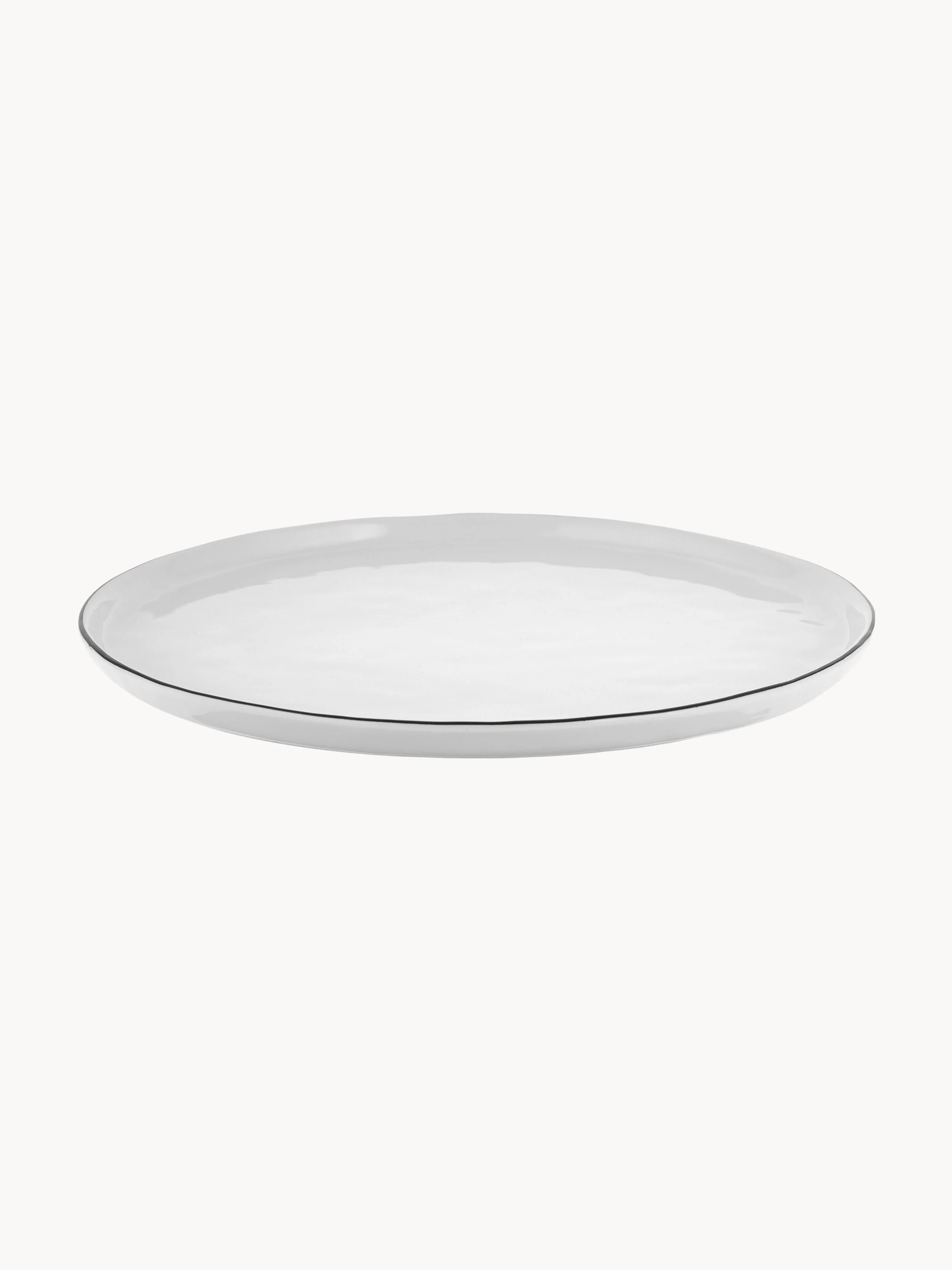Handgefertigte Porzellan-Speiseteller Salt, 4er-Set