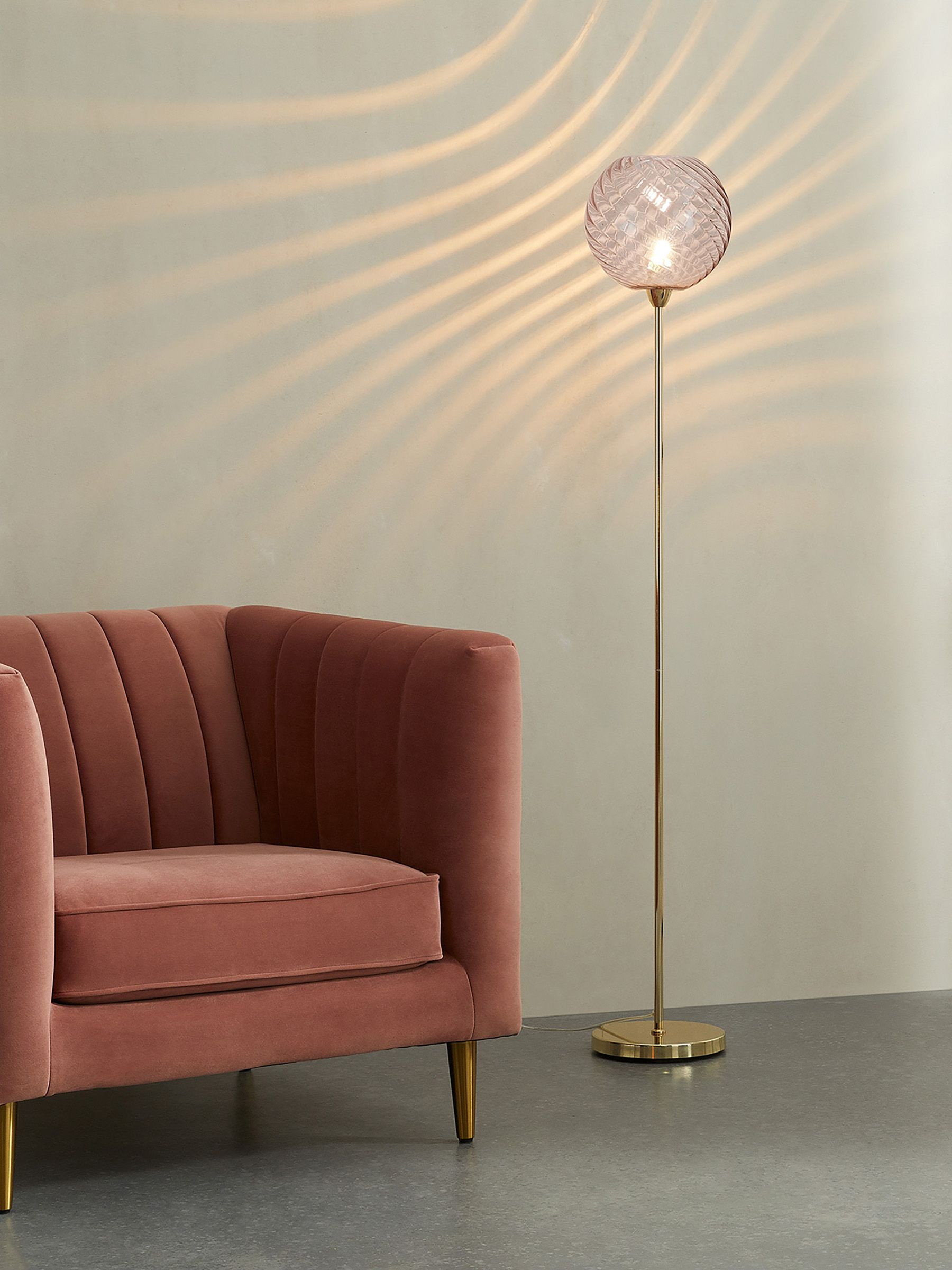 Ilaria Floor Light in Brass/Pink