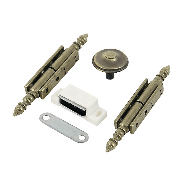 Kit ameublement vieux laiton patiné, lot de 2