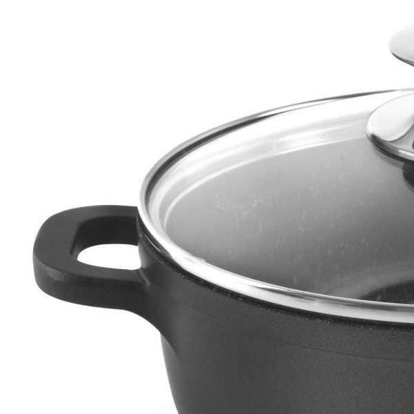 Garnek granitowy ze szklaną pokrywką GRANDE 16 cm, 1,4 l