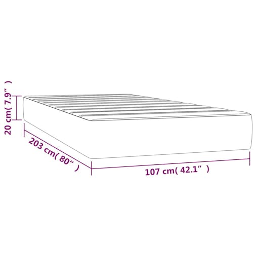 NNEVL Pocket Spring Bed Mattress Dark Grey 107x203x20 cm Super Single Velvet