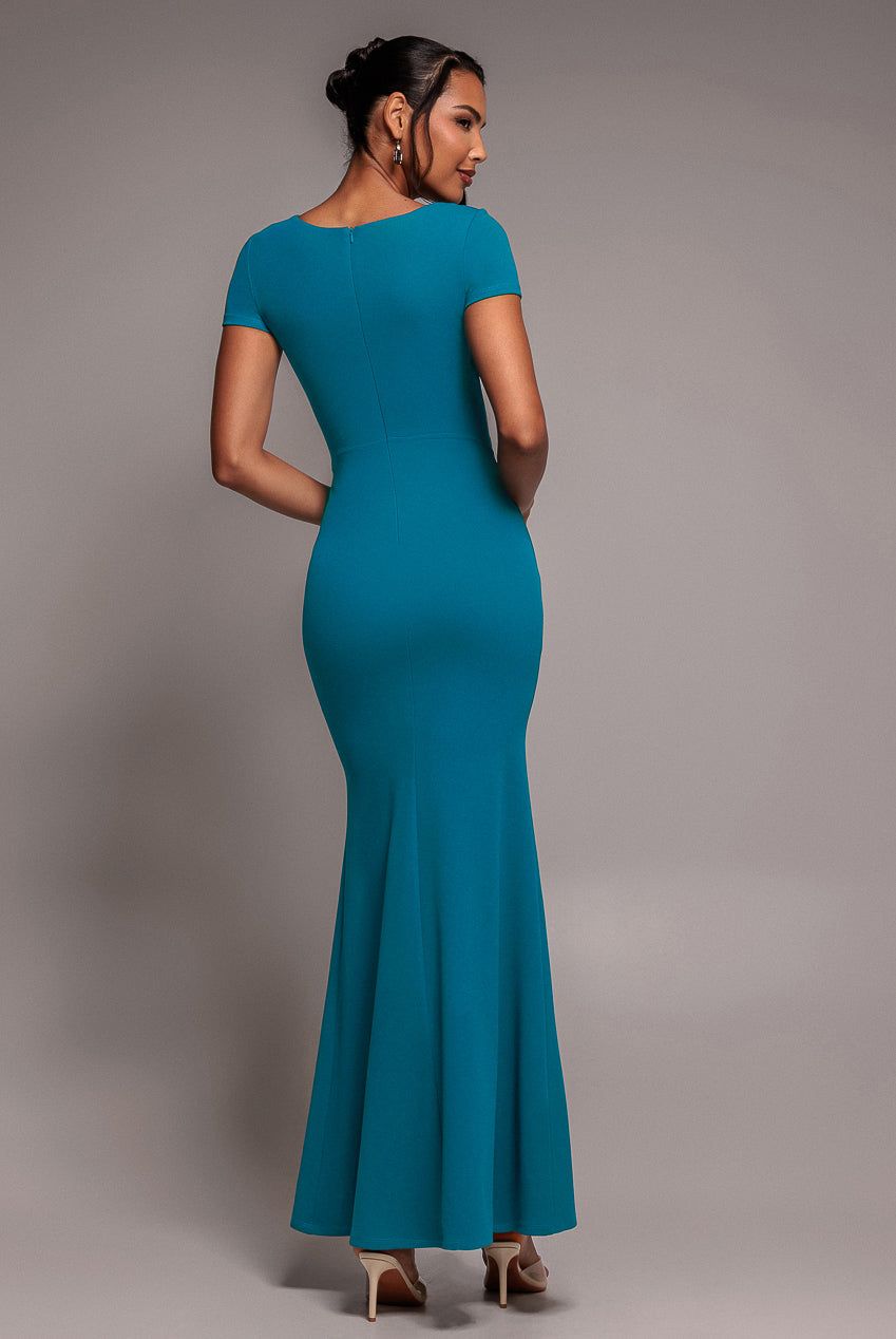 Goddiva Scuba Crepe Twist Cutout Maxi Dress