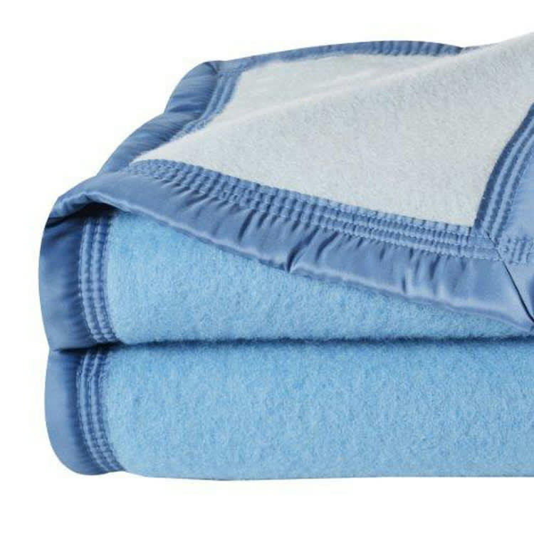 VOLTA500 - Couverture  laine woolmark double face bleu azur 180x240 cm