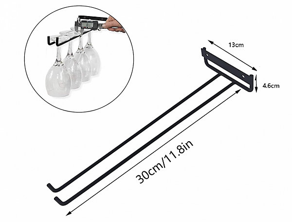 CODEKEY Lot de 4Support de Verre à Vin, 4 Pièces Porte-verres à Vin Suspendu en Métal Accroche-verres Pour étagère avec Vis Suppor