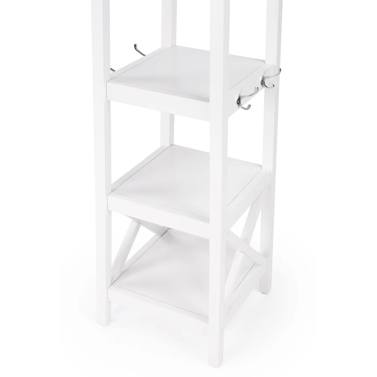 Butler Fenya White Coat Rack with Shelves