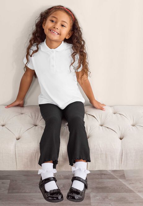 Younger Girls Black Ribbed Bootcut Leggings