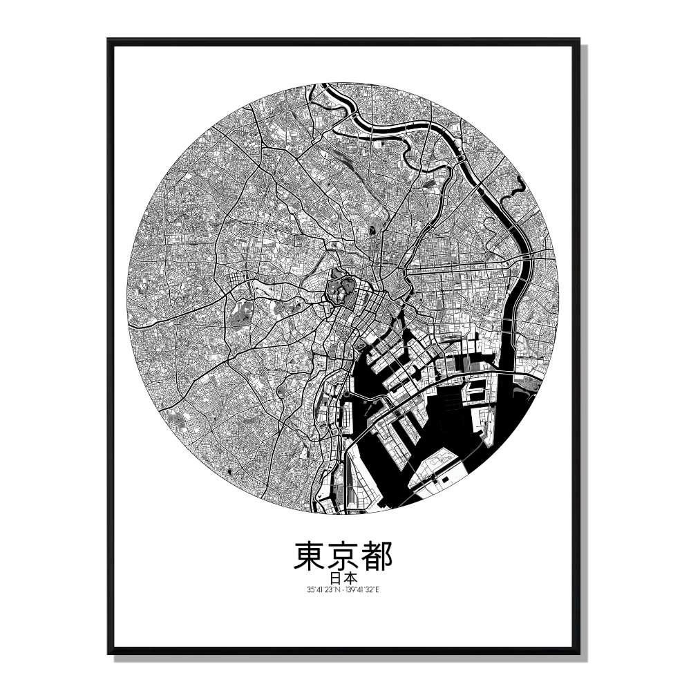 - Affiche Tokyo Carte ronde 40x50