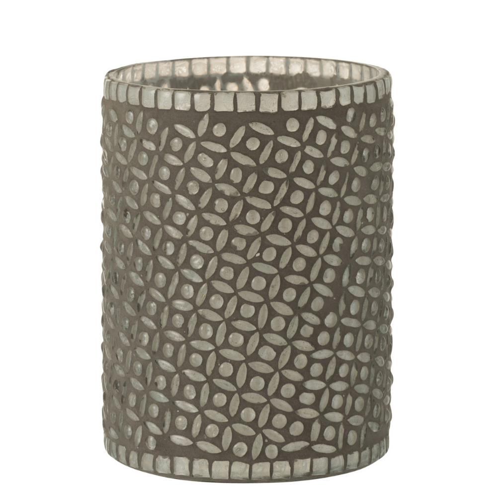 J-Line windlicht Patroon - glas - grijs