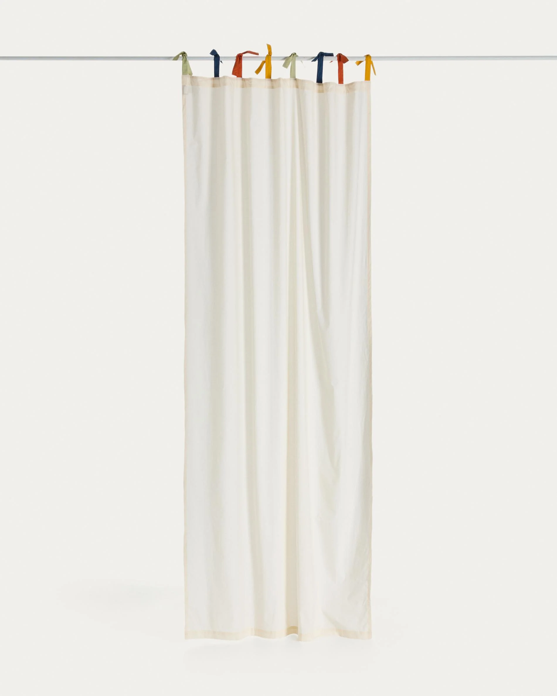 Zelda white 100% cotton curtain with multicoloured ties 135 x 270cm