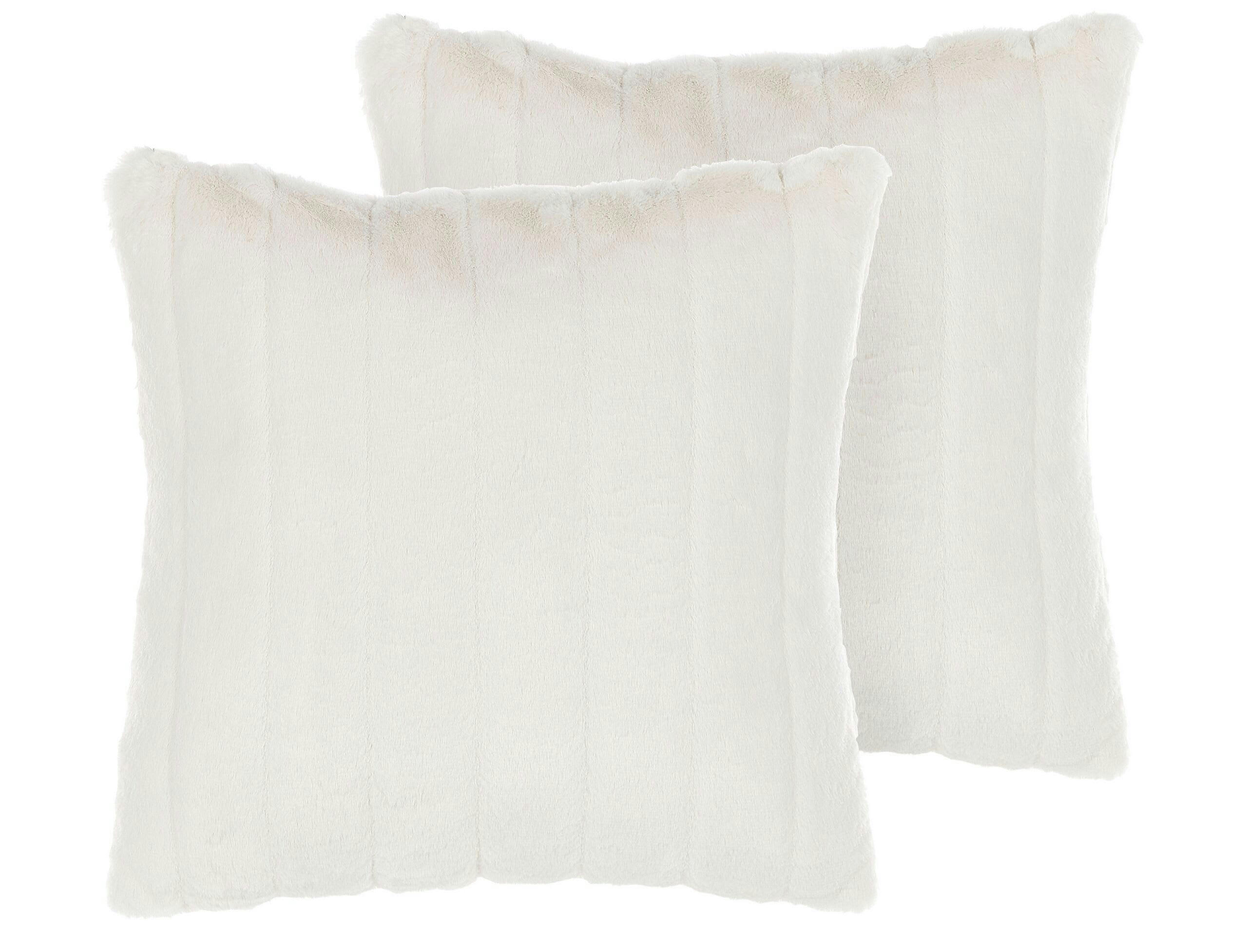 PUMILA - Coussin décoratif en fausse fourrure blanc 45x10cm