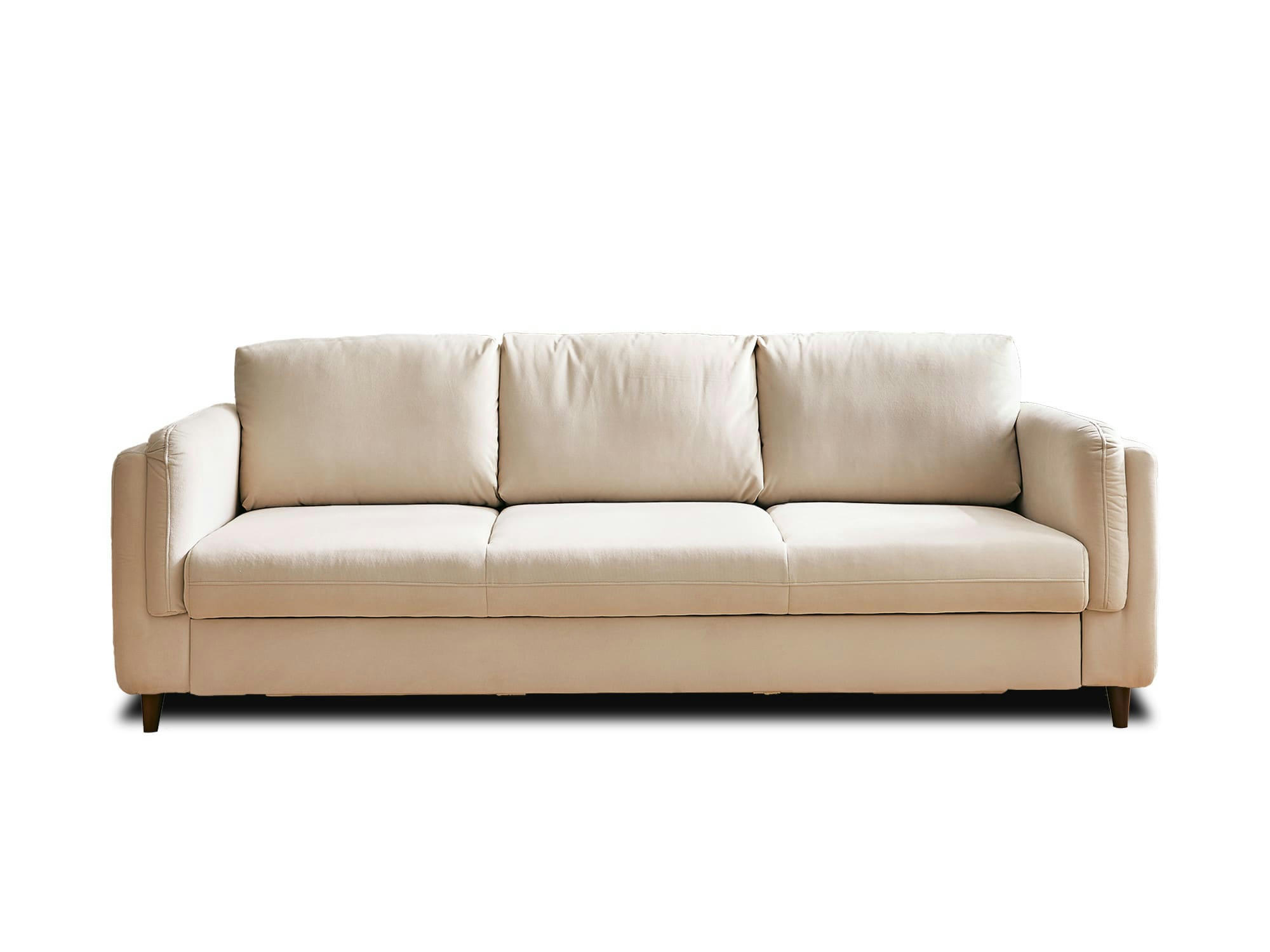 BROOKE - Canapé droit convertible 3 places en velours beige