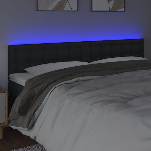 NNEVL LED Headboard Black 160x5x78/88 cm Faux Leather