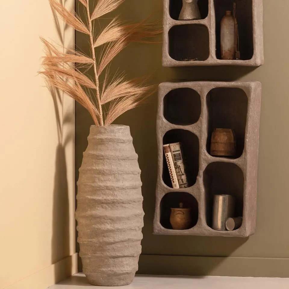 WOOOD Clay Wandkastje - Papier Mache - Grijs - 70x45x23