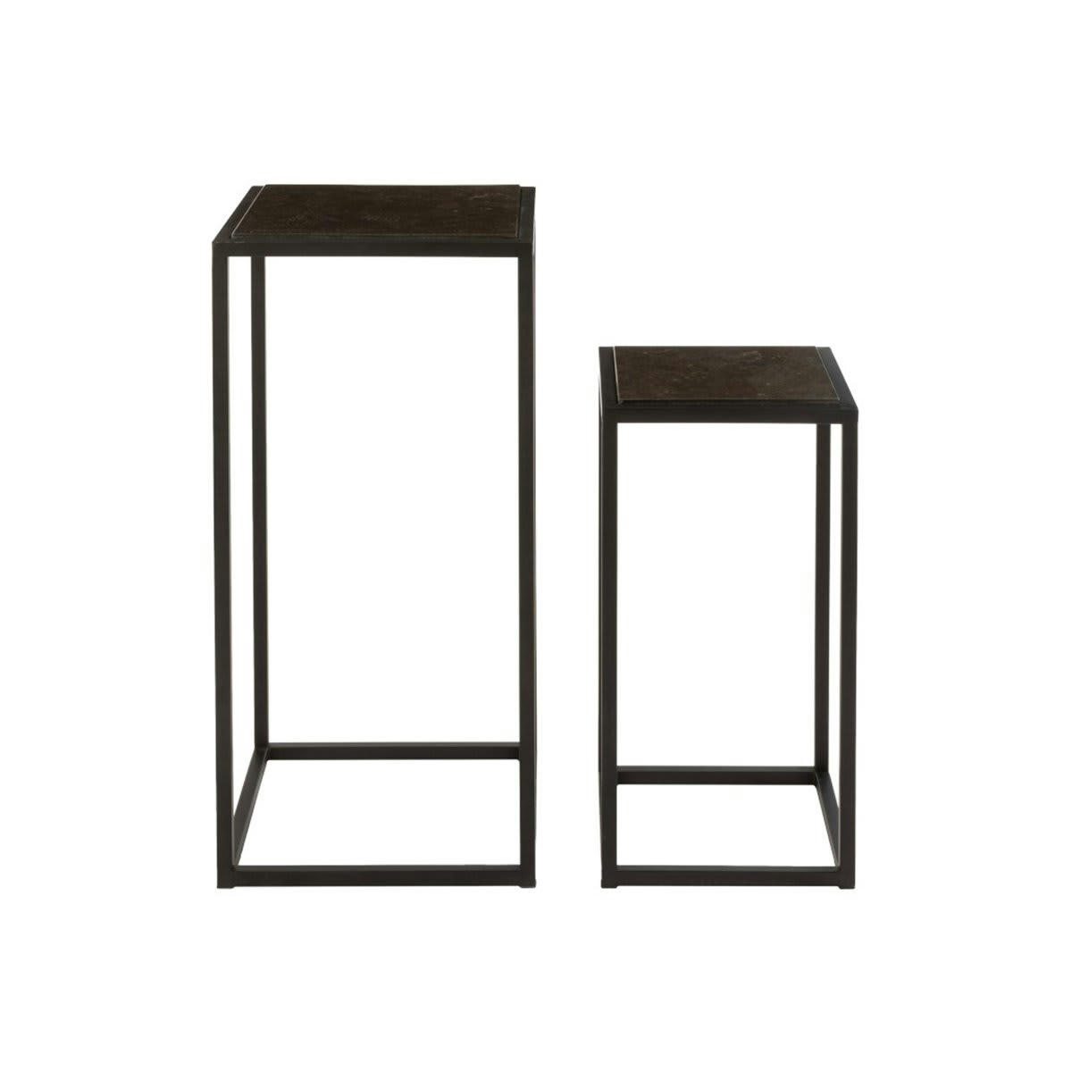BONNIE - Set de 2 tables d'appoint gigognes en métal noir