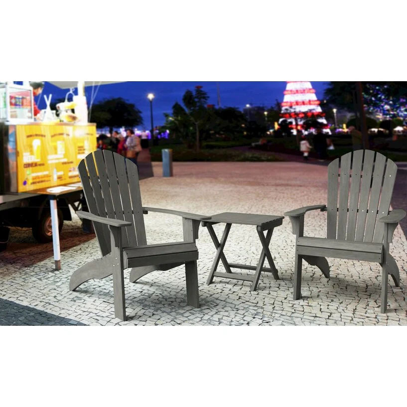 POLYTEAK King Size All Weather Poly Lumber Adirondack Chair, Gray