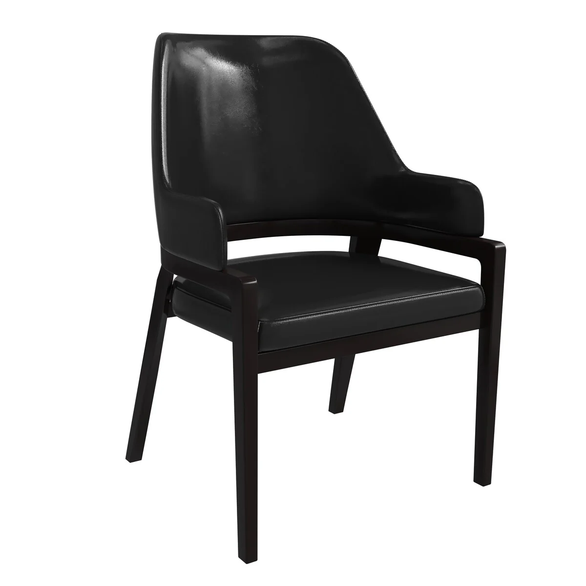Ethora Leather Dining Chair with Curved Open Back and Rubberwood Legs