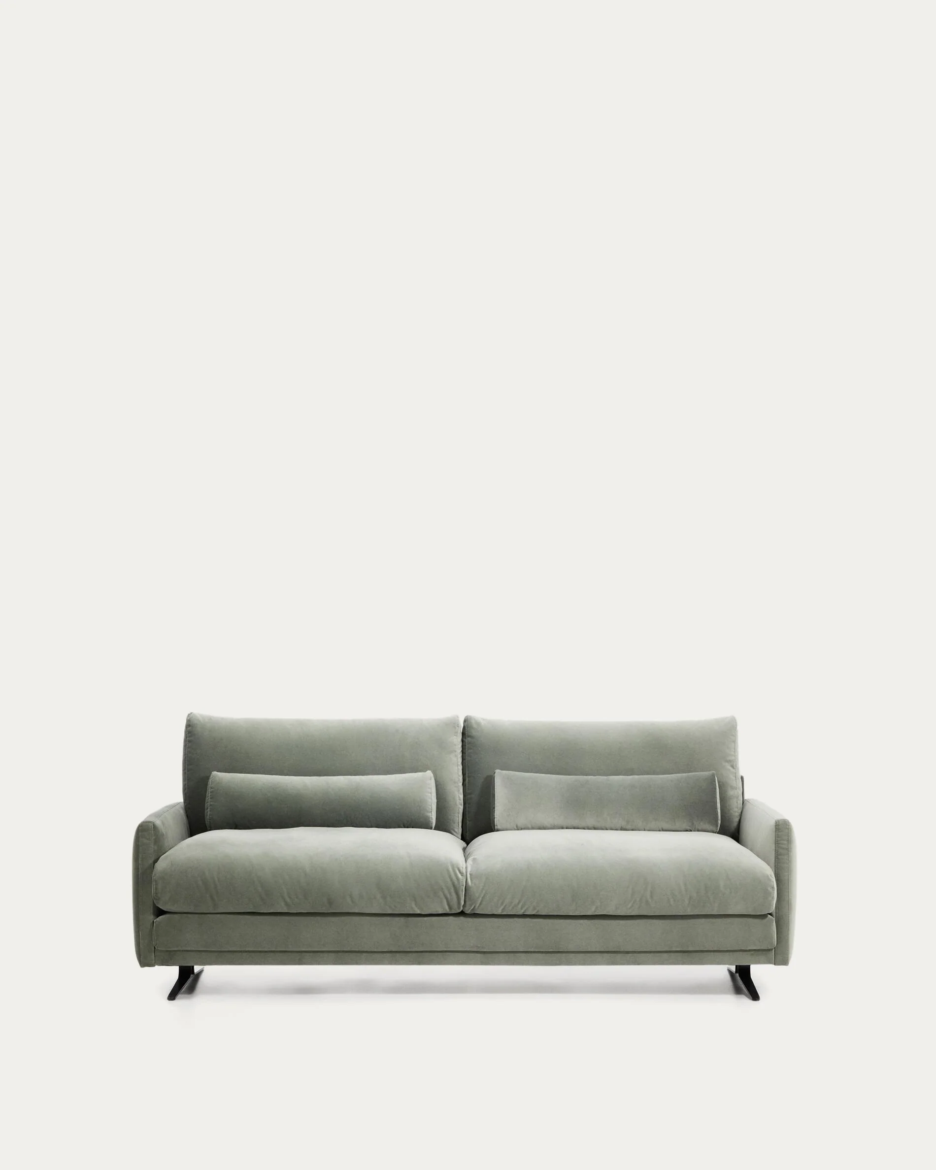 Veliro green velvet 2-seater sofa with steel legs in black finish 210cm FSC Mix Credit