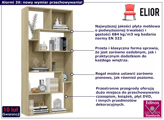 Regał z półkami w stylu skandynawskim dąb sonoma - Xyvro