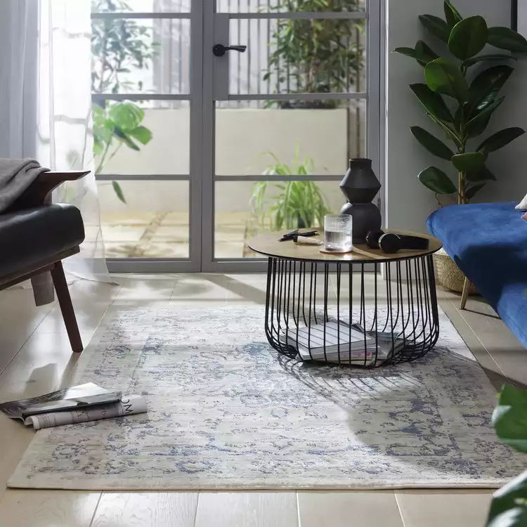 Habitat Traditional Natural & Blue Cut Pile Rug - 120x170cm