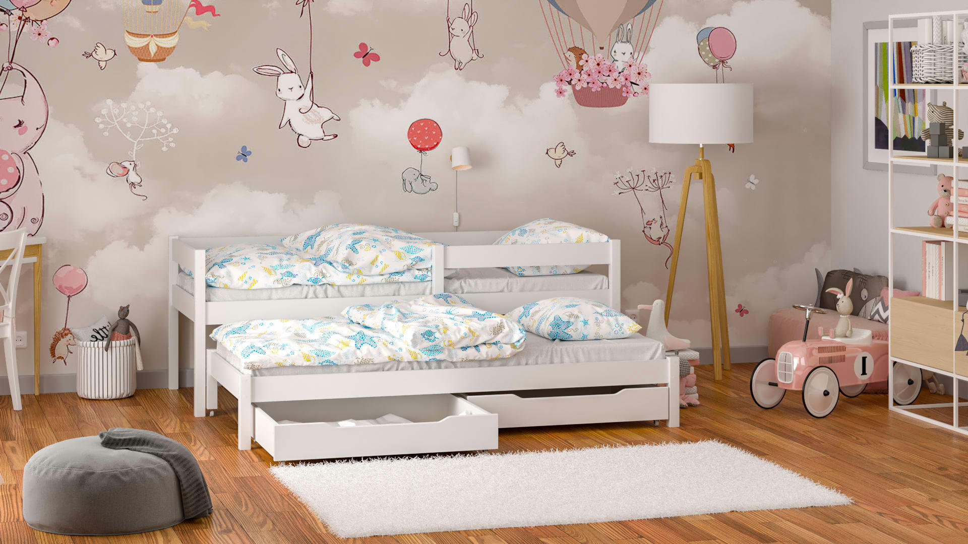 - Lit simple en pin massif&MDF 200x90 blanc