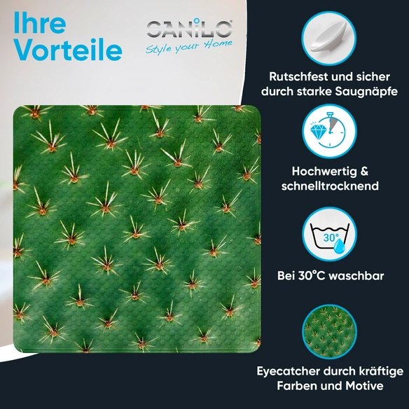 Badematte »Kaktus«, 53 x 53 cm, Grün, Quadratisch