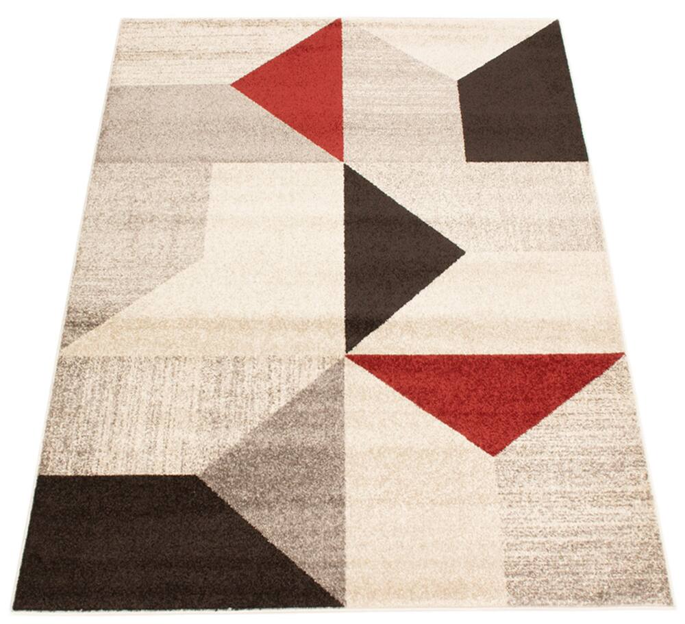 ECARPET Harlow Indoor Geometric Area Rug, Grey/Red, Assorted Sizes