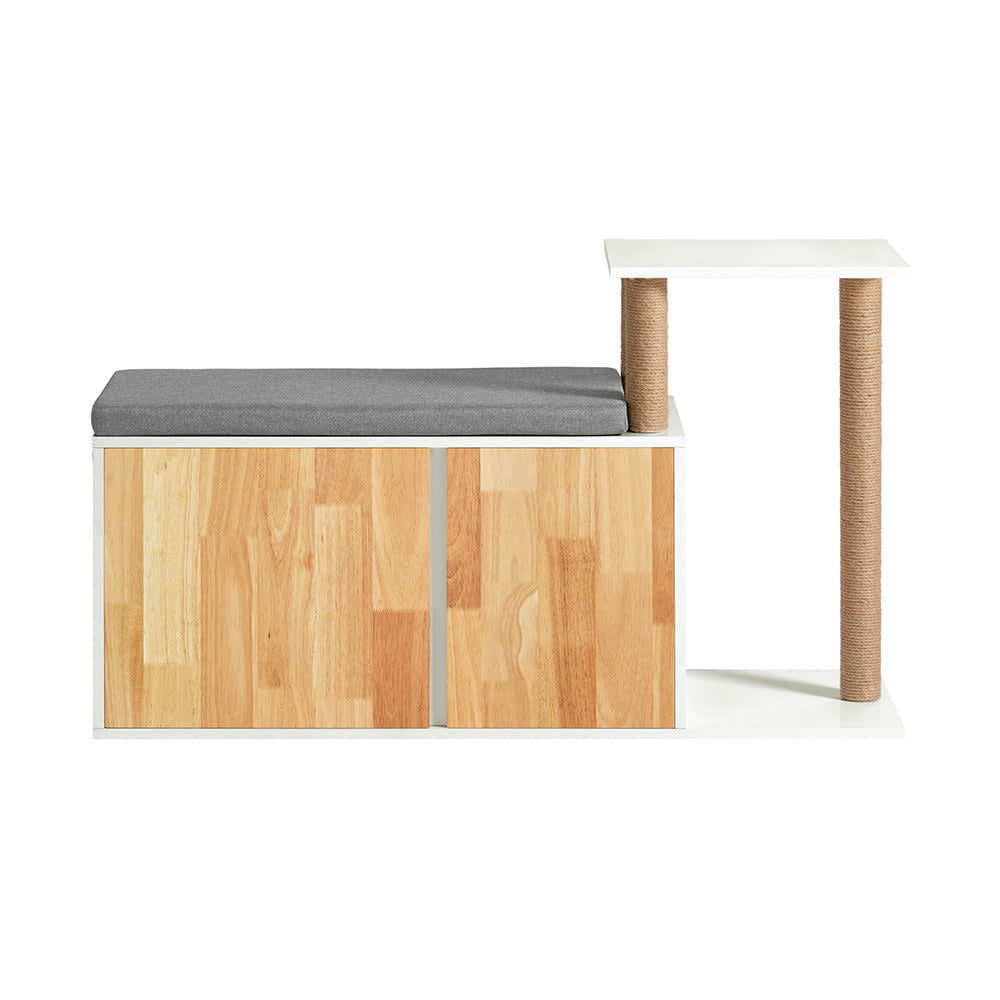 - Banc d'entrée 2 portes effet bois blanc