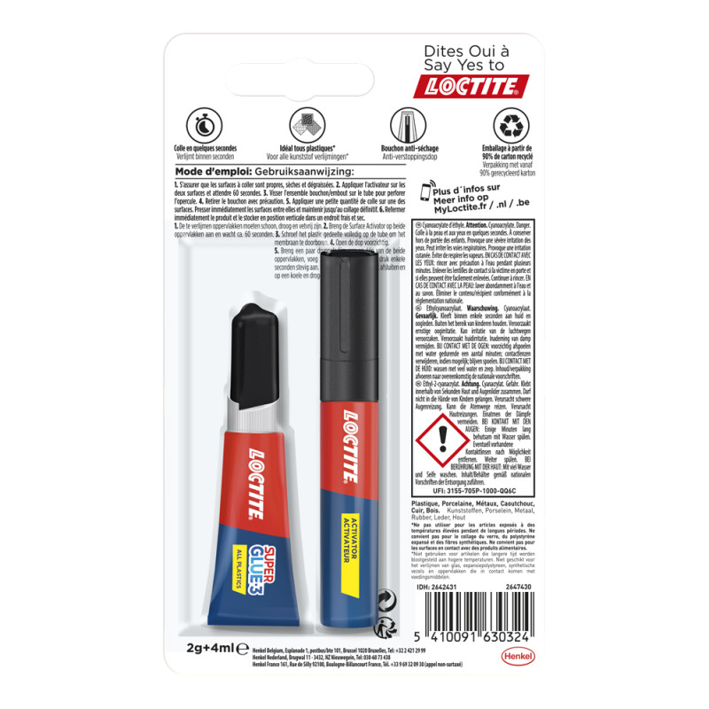 Colle Super Glue-3 Spéciale Plastiques LOCTITE