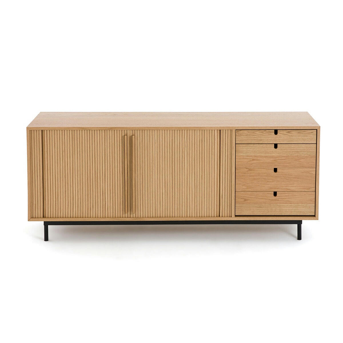 Buffet plaqué chêne à portes coulissantes, Strio
