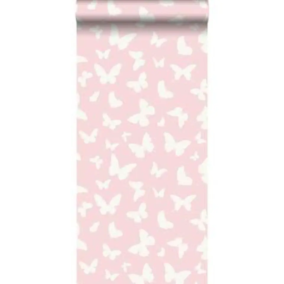 Origin behang - vlinders - glanzend roze en wit - 0.53 x 10.05 m