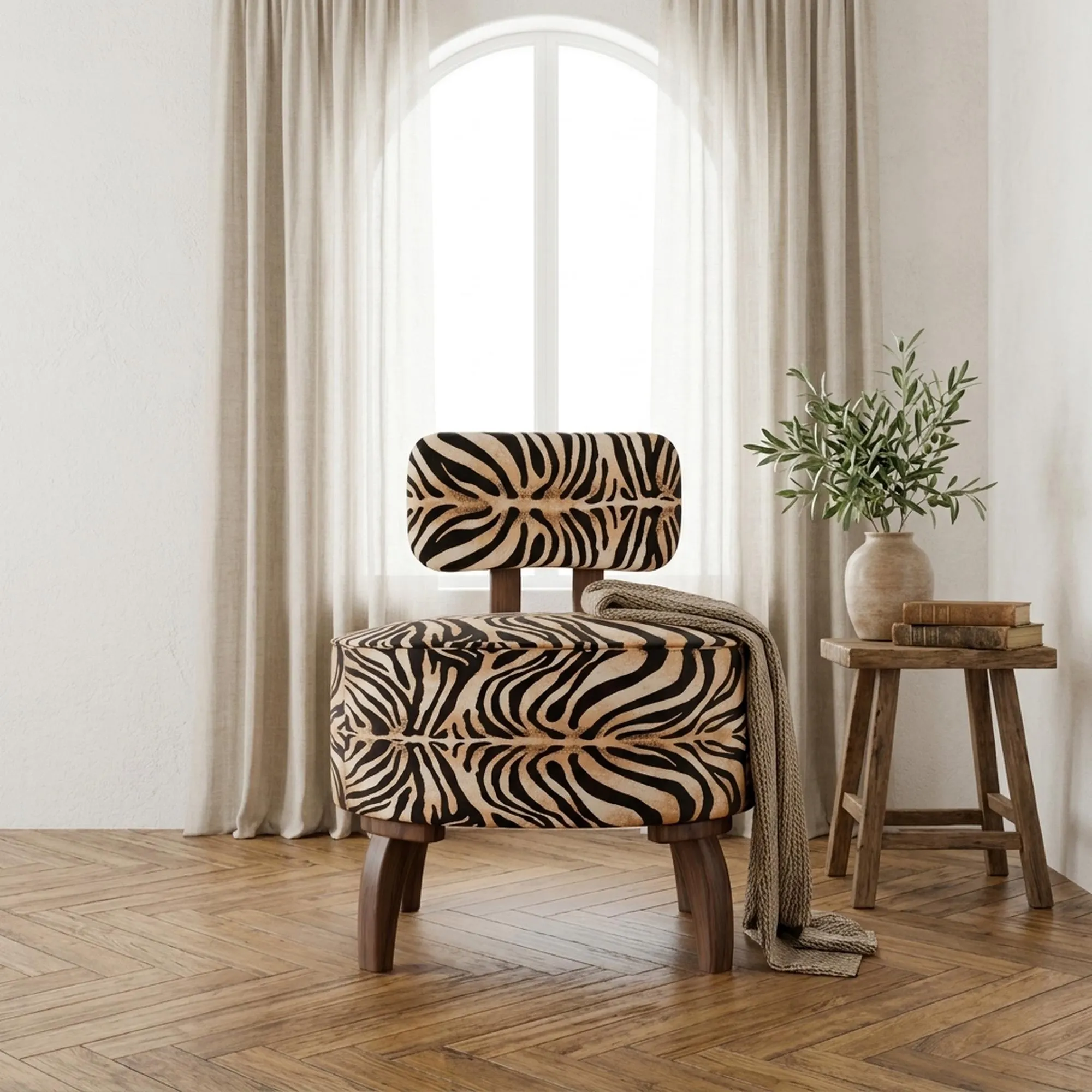 Zebra Design Armchair | Boho Chic Gothic Small Space Furniture