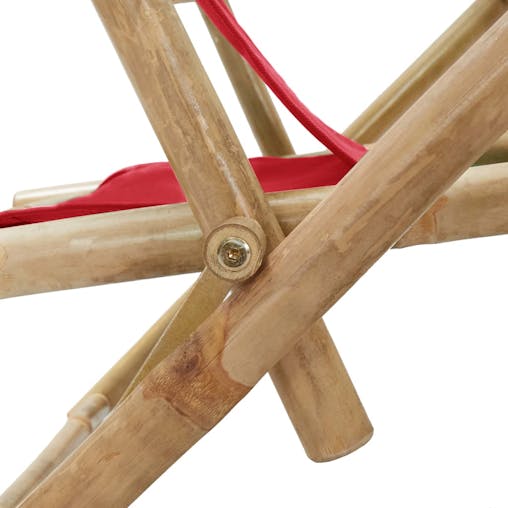 NNEVL Reclining Relaxing Chair Red Bamboo and Fabric