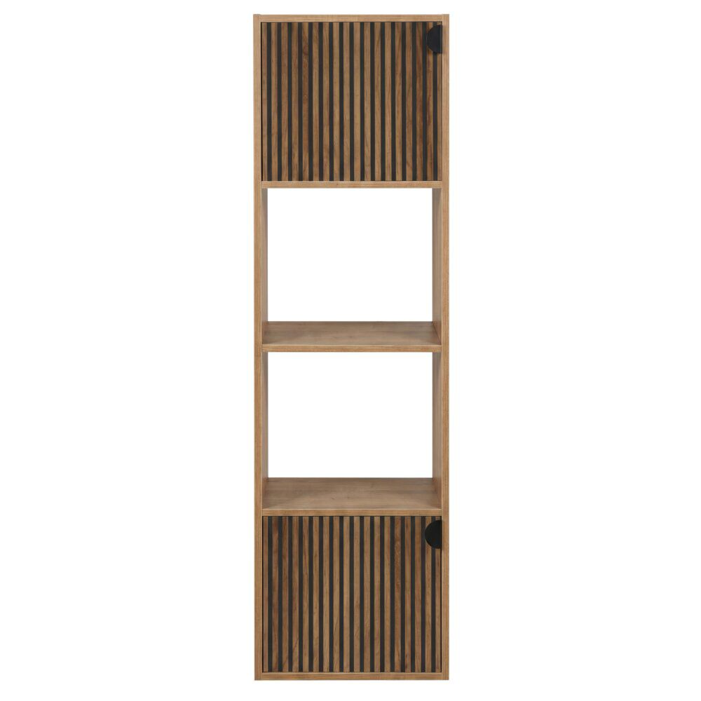 Colonne Adam 4 cases dont 2 portes bois marron 30x29,5xH120cm