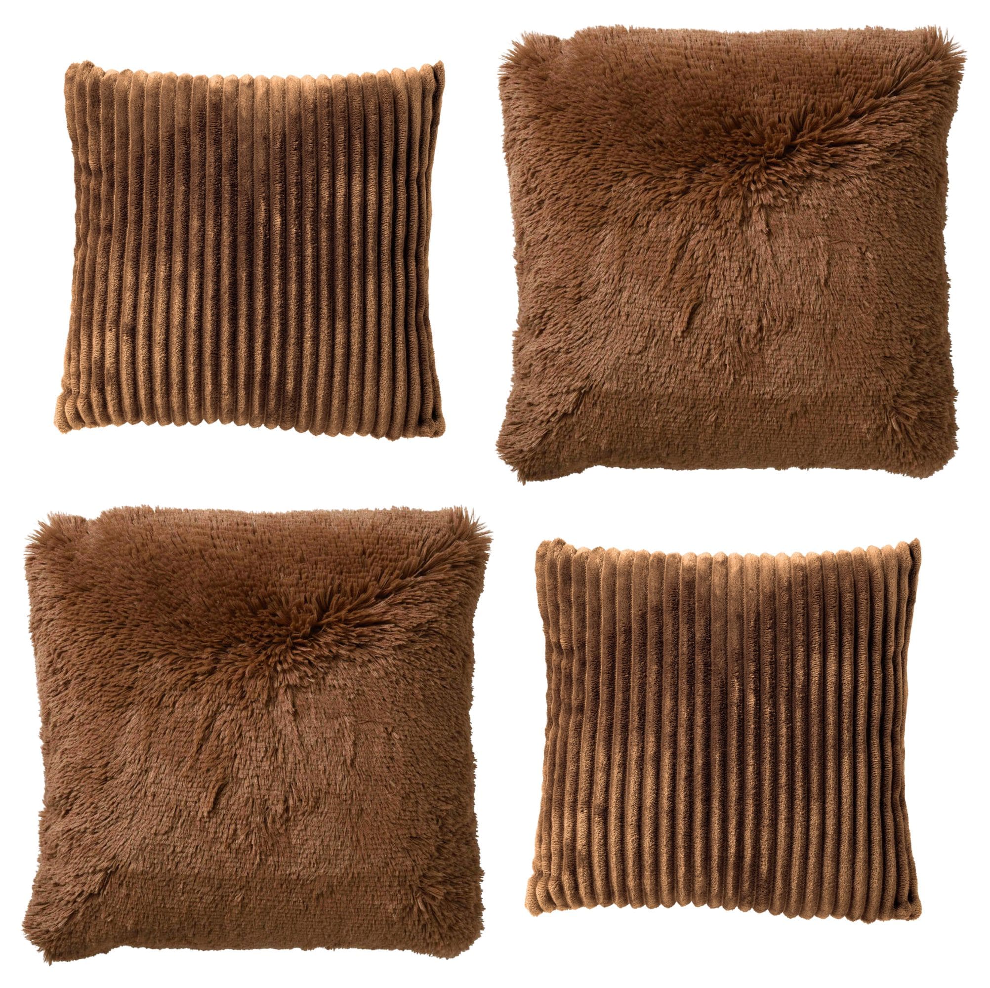 KUSSENSET - 4-delig - Cosy Layers - 60x60 cm, 45x45 cm - inclusief binnenkussens - bruin