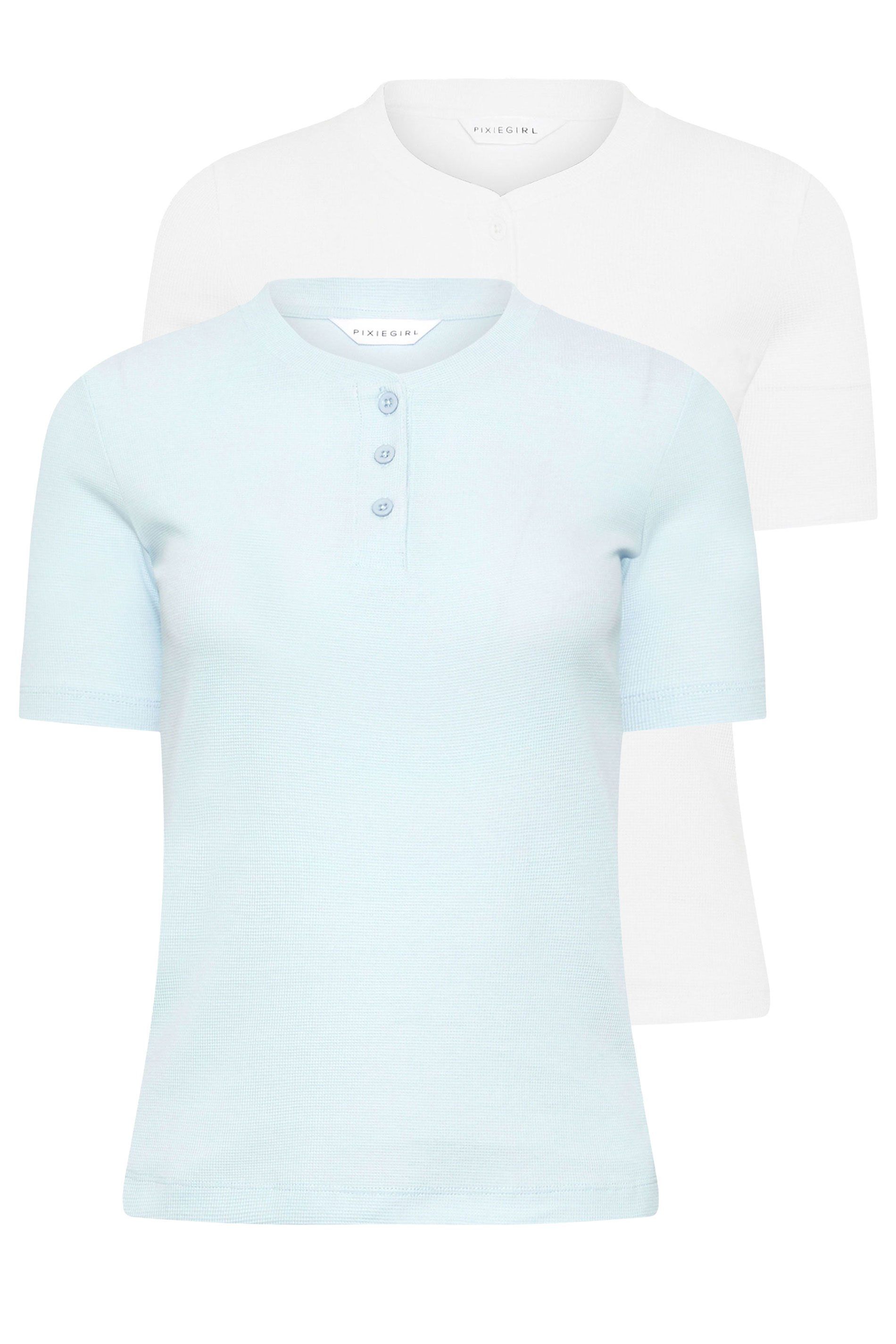 PixieGirl Petite 2 Pack Waffle Henley T-Shirts