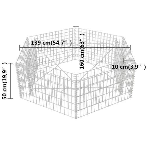 NNEVL Hexagonal Gabion Raised Bed 160x140x50 cm