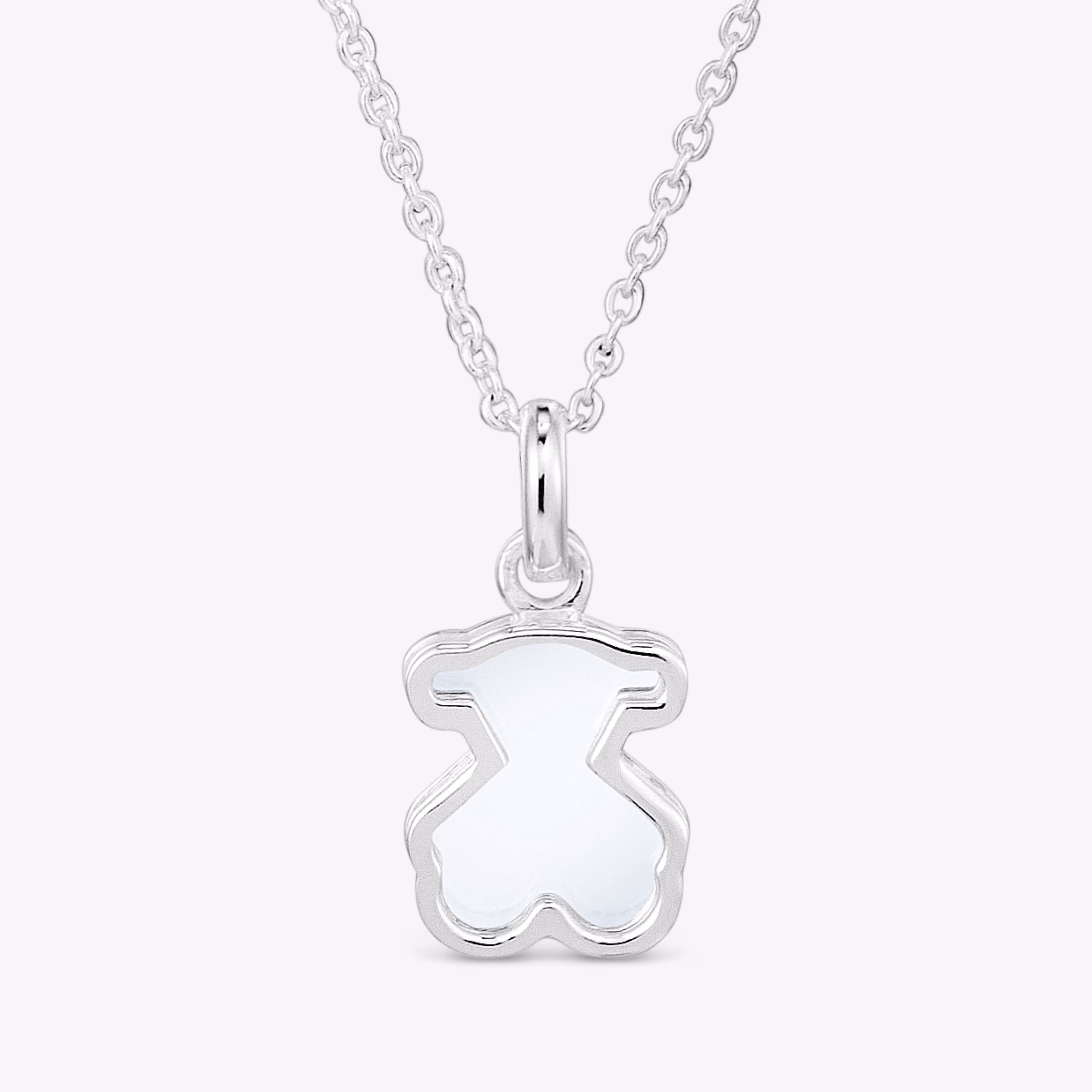 Collar corto de plata y metacrilato blanco Galaxy