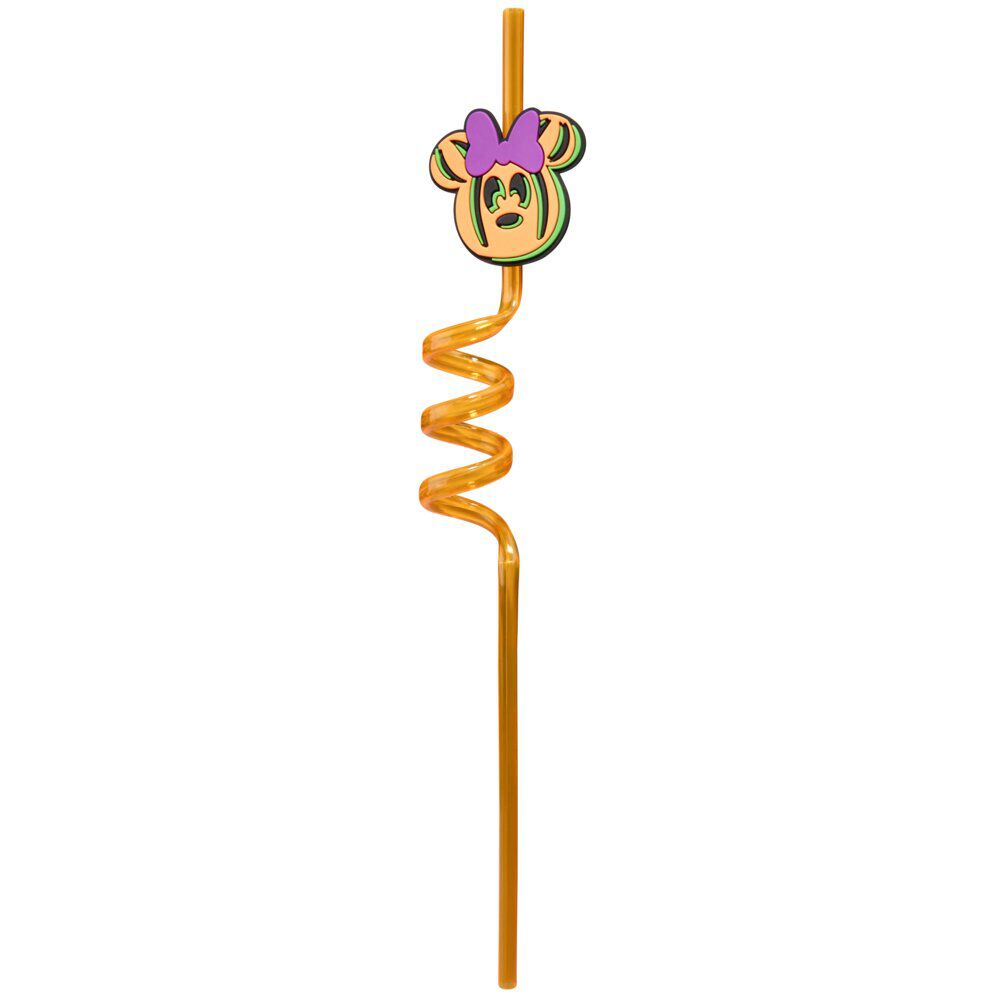 Paille réutilisable Halloween x4 Mickey Disney spirale orange L25cm
