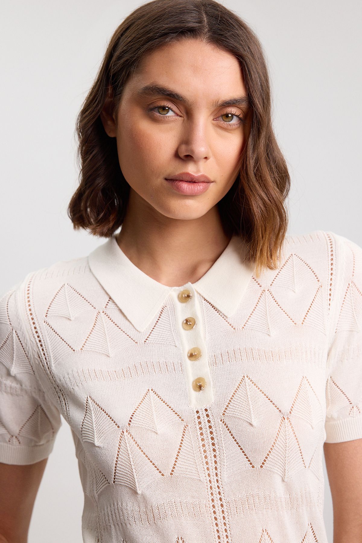 KarenMillen Knitted Argyle Collar Top