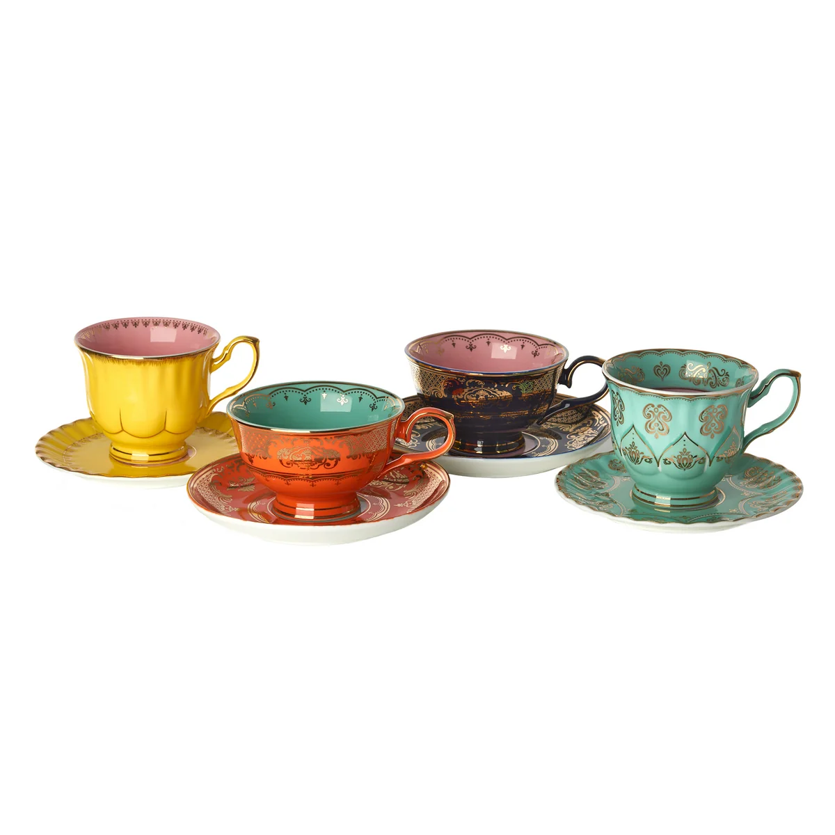 POLSPOTTEN - Grandpa Tasse mit Untertasse, mehrfarbig (4er-Set)