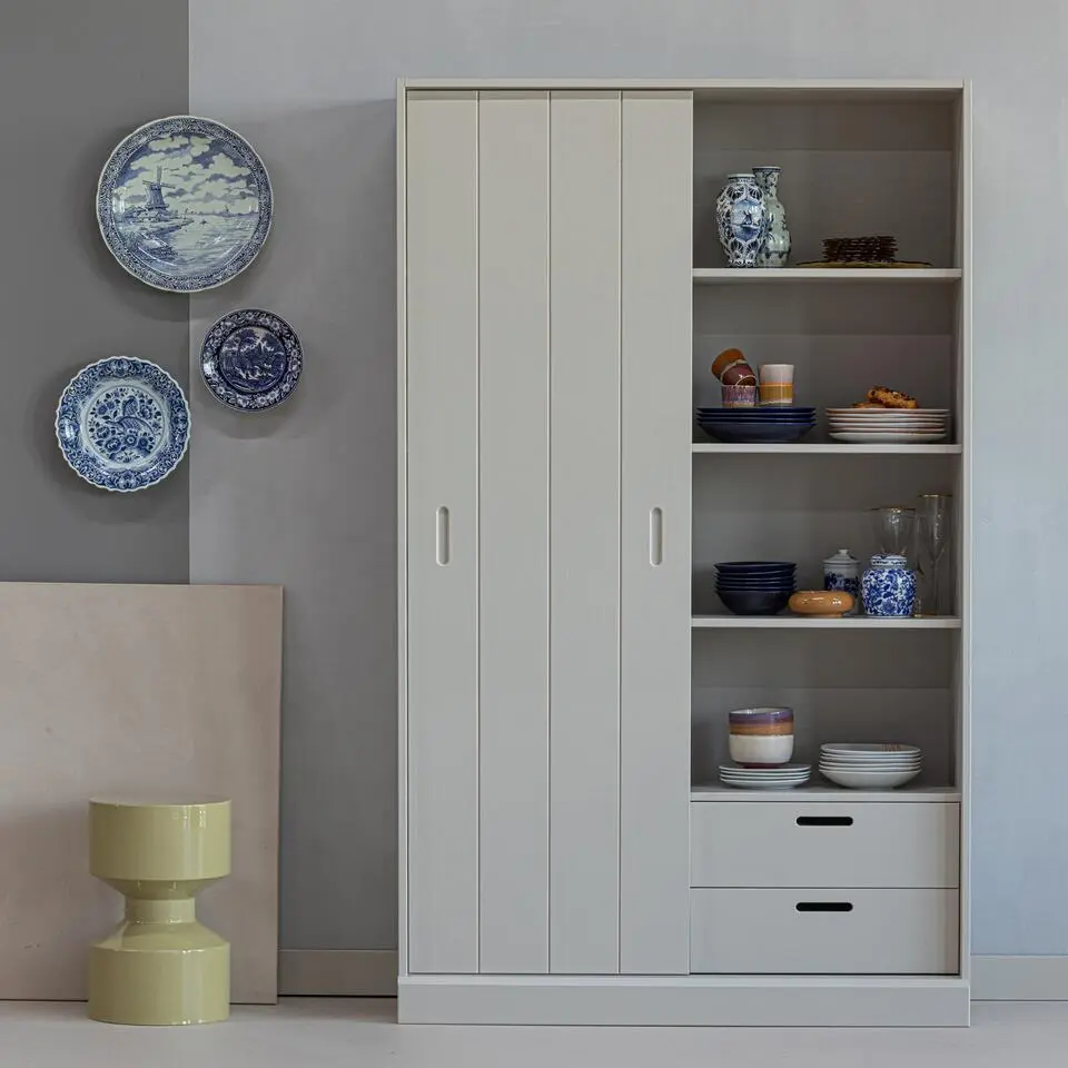 WOOOD Mila Schuifdeurkast - Grenen - Dust - 200x120x42