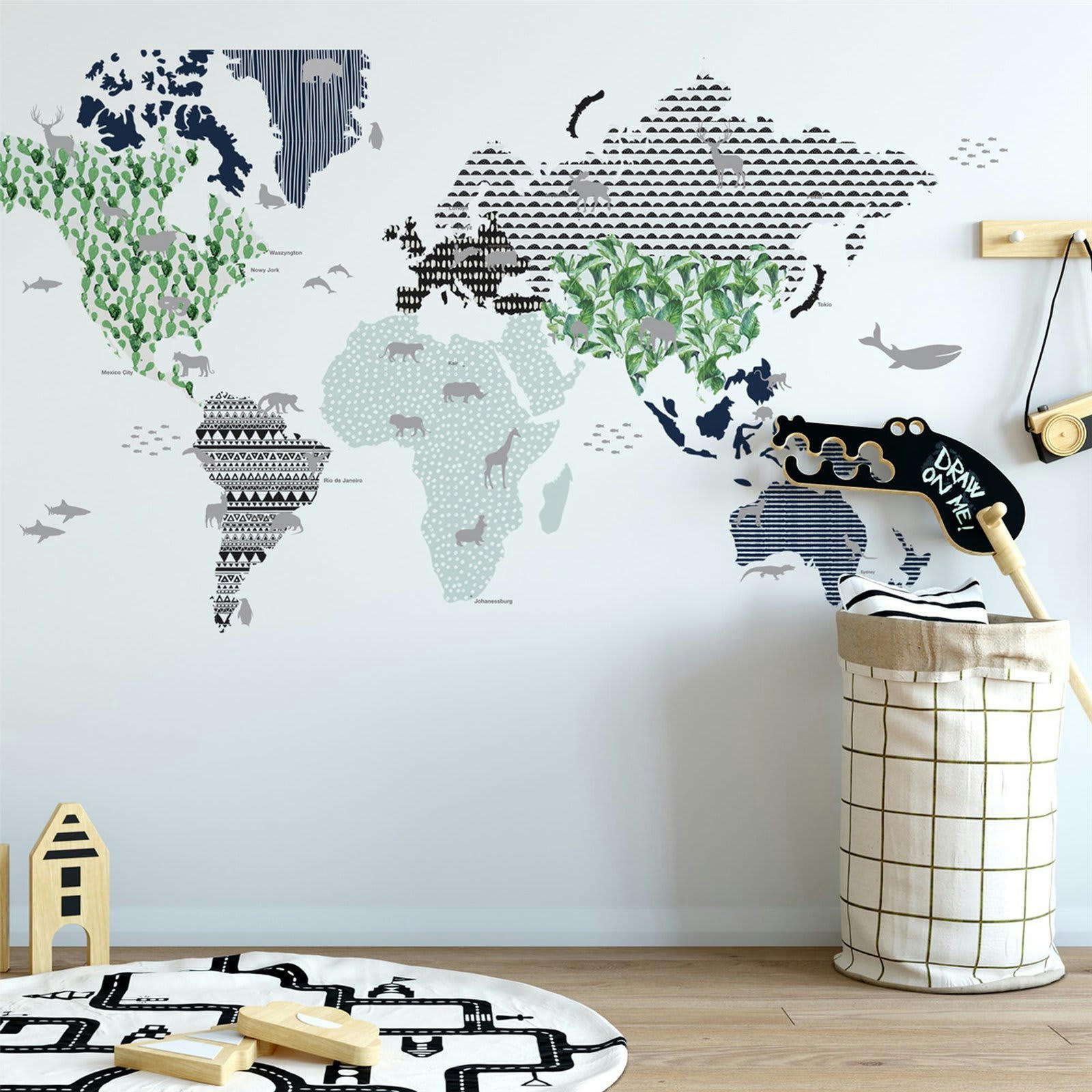 KIDS - Sticker mural Tissu Gris