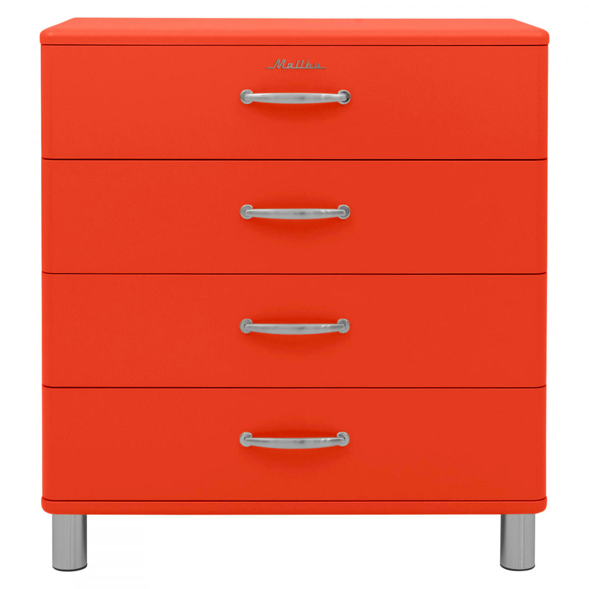 MALIBU - Commode style rétro 4 tiroirs 86cm orange