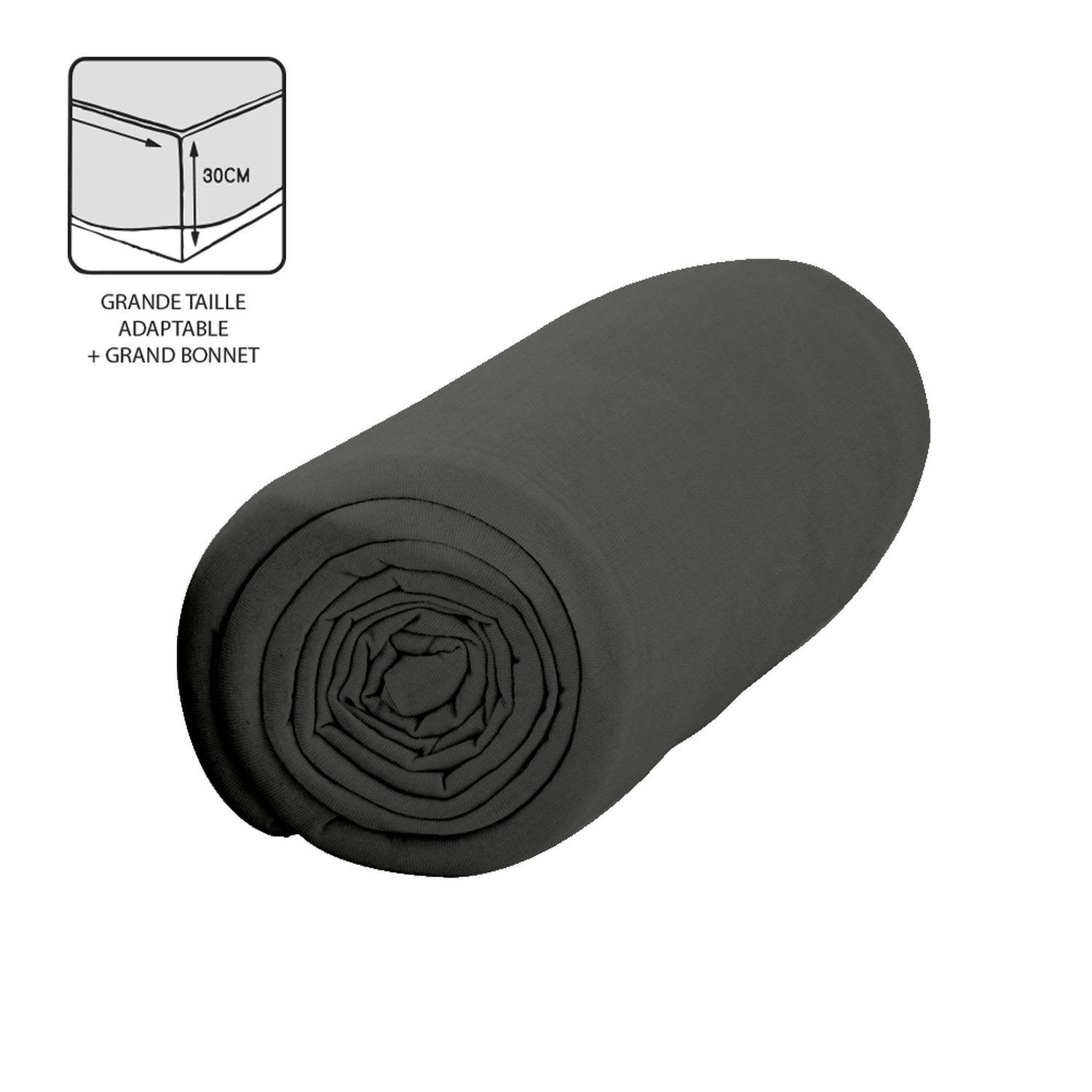 - Drap housse canon 100% coton 57 fils 30 cm 180 x 200 cm -