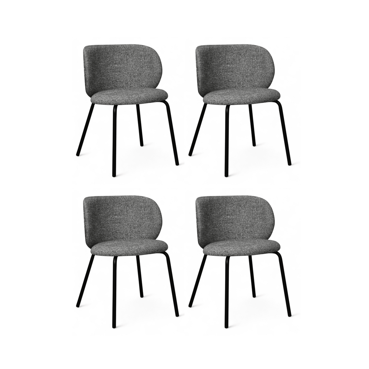 Furnhouse eetkamerstoel Nanna - Grijs - Stof (Bouclé) - Set van 4