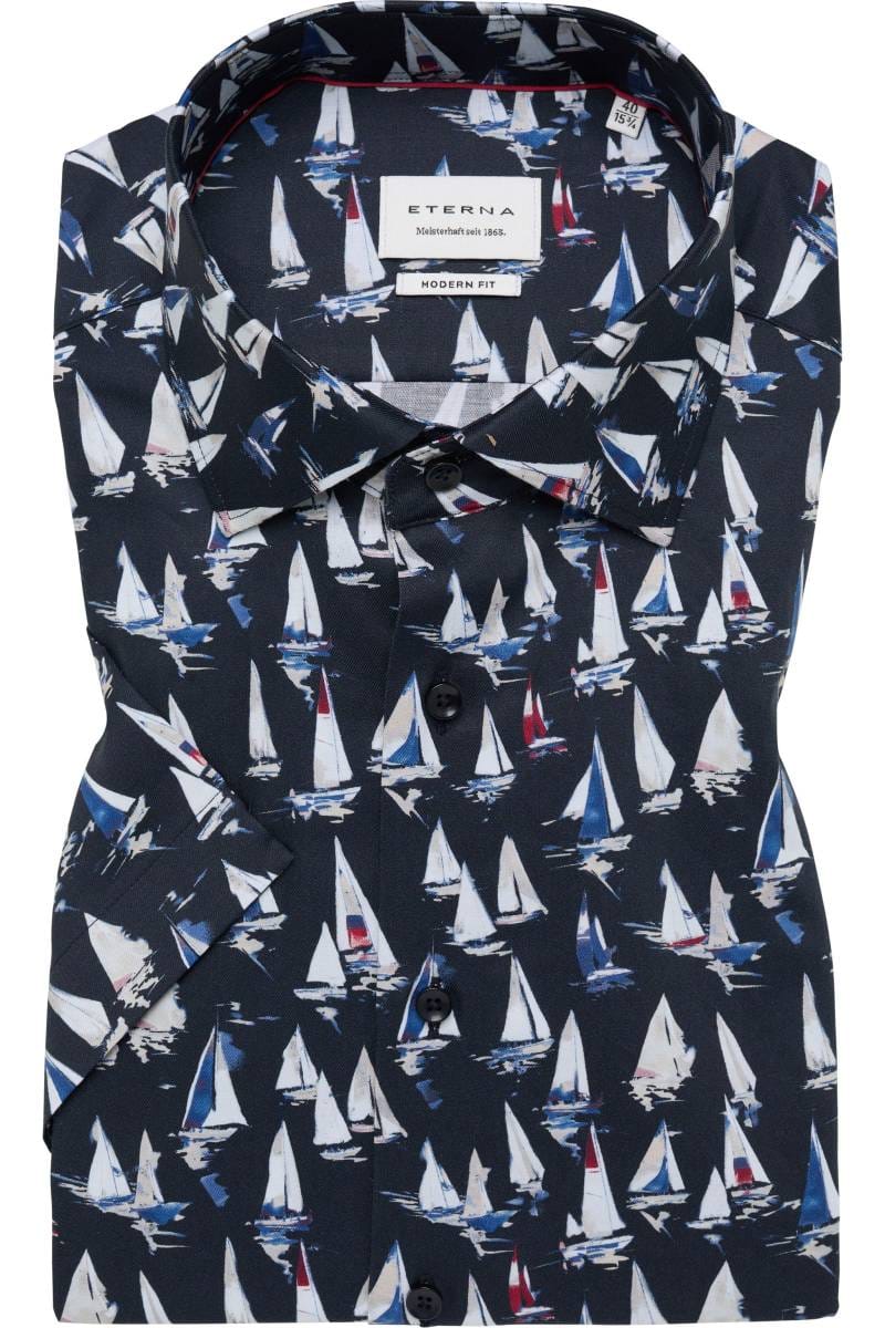 ETERNA Modern Fit Hemd marine, Bedruckt
