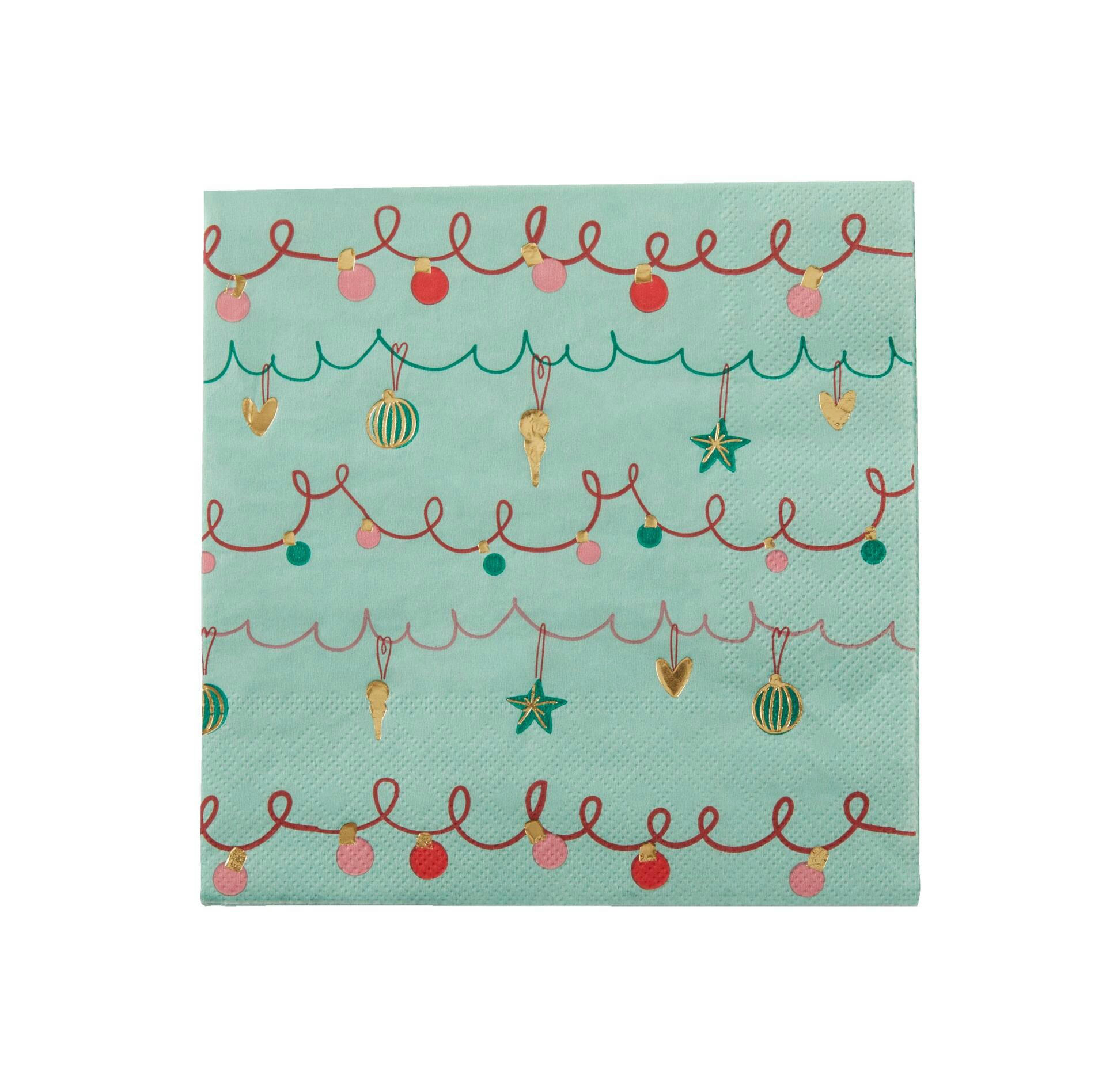 Sophistiplate Square Paper Disposable Lunch Napkins, Mint, 6.5-in, 16-pk, 2-ply, for Christmas