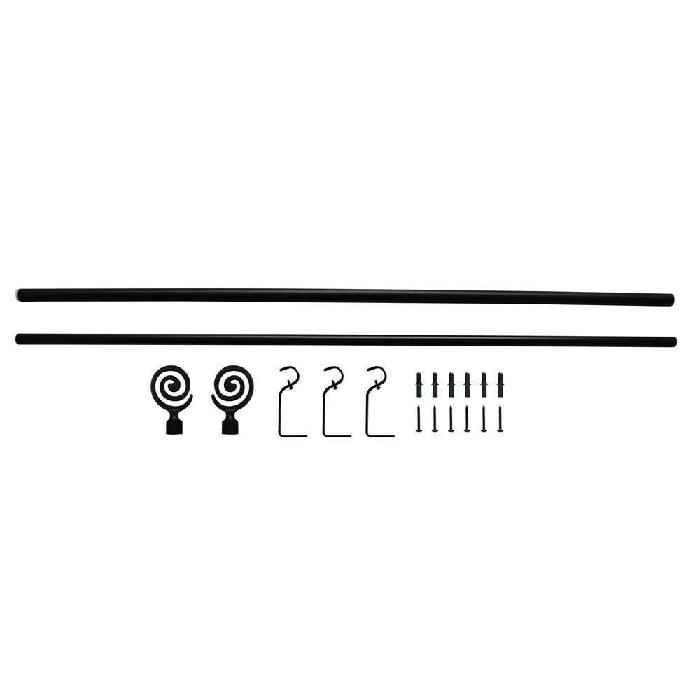Kit Tringle Extensible 167-305 cm embouts spirale noir