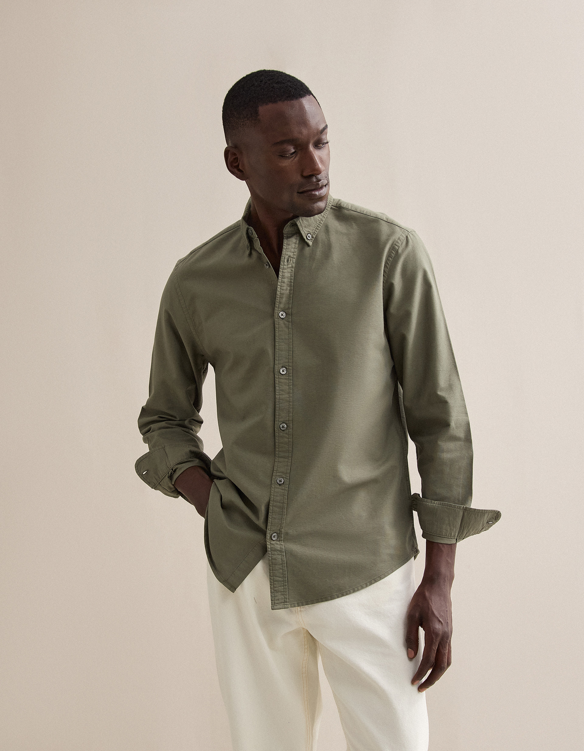 Camisa Oxford, Homem, Verde Escuro